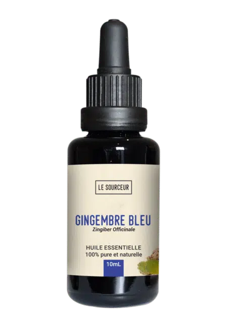 Bottle of essential oil of Blue Ginger