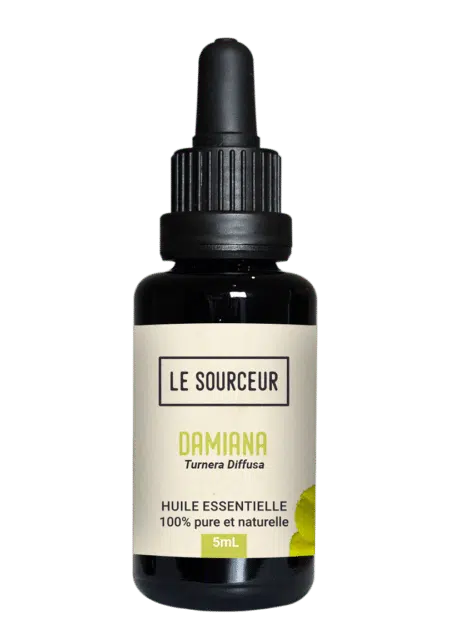 Bottle of essential oil of Damiana